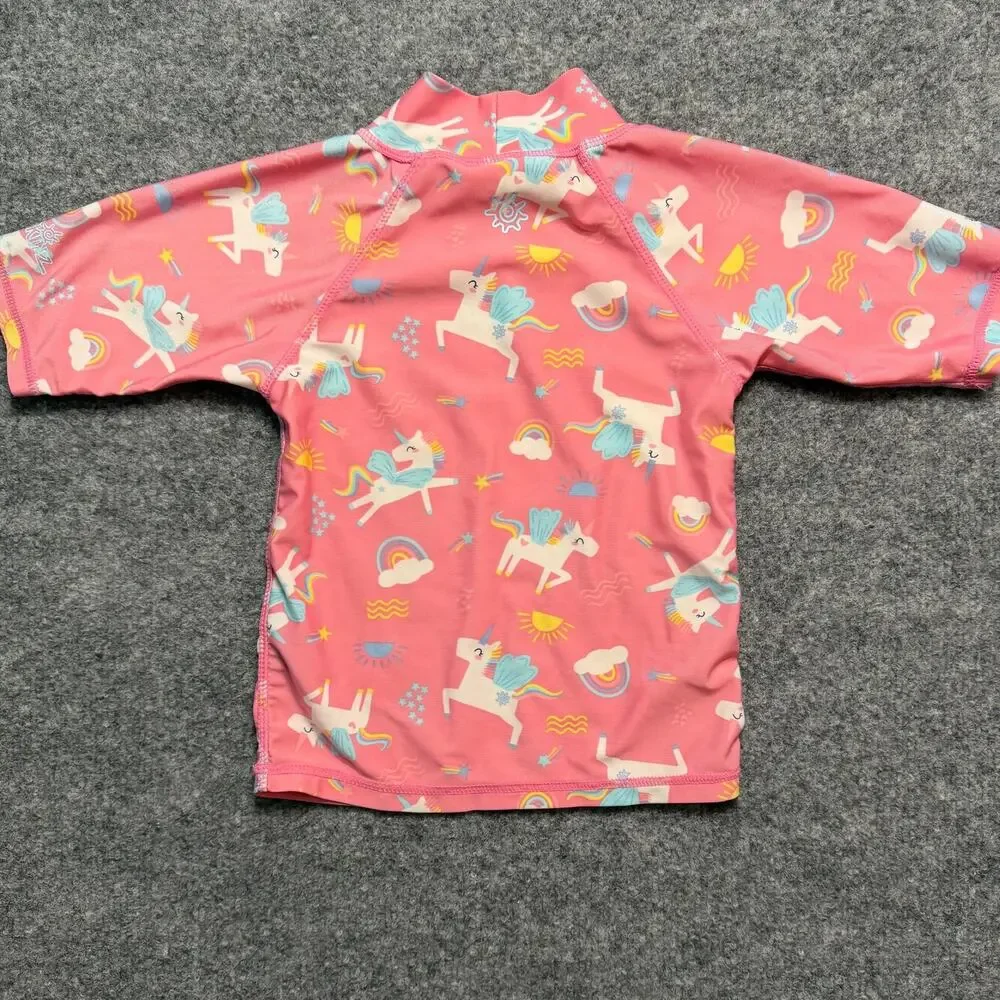 UV Skinz Girls‎ Pink Unicorn UPF 50+ Rash Guard Swim Shirt Size 5